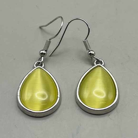 Elegant Silver Tone and Yellow Teardrop Earrings-Luxe Everyday Elegance - Picture 1 of 3
